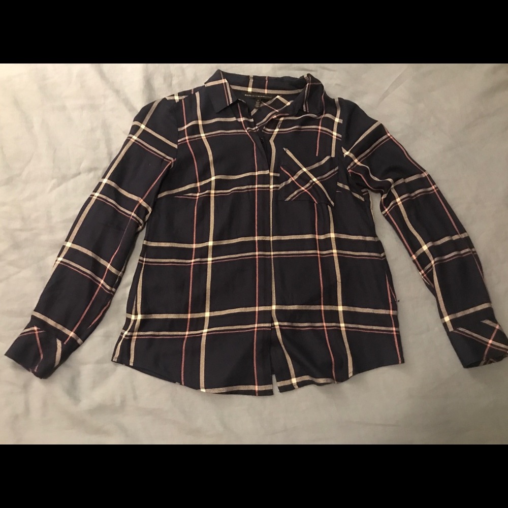 Navy, White, and Pink Button Up Shirt